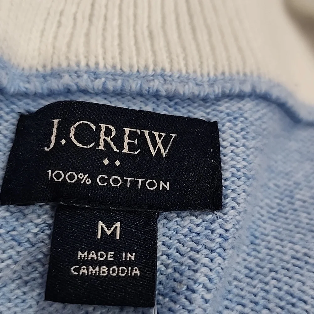 J.Crew Men's 1/4 Zipper Long Sleeve Tight Knit Sweater‎ Shirt Size M Cotton Blue
